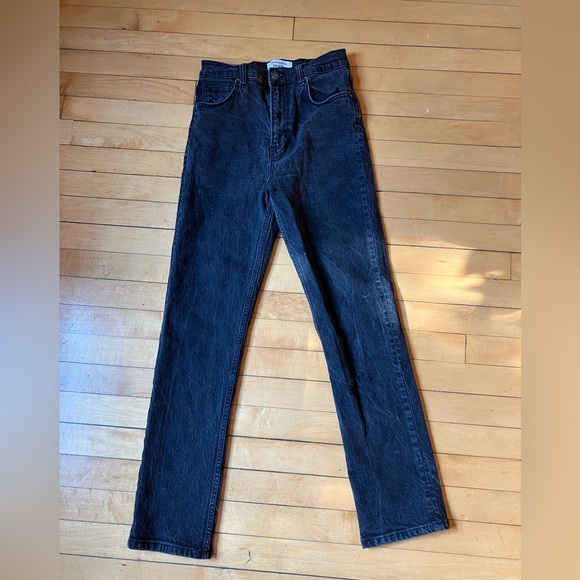 Reformation Liza Ultra High Rise Straight Jeans in Faded Black - Picture 2 of 11